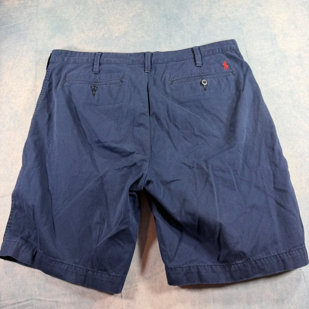 Polo Ralph Lauren Shorts Mens 38 Navy Blue Excellent Relaxed Fit Chino Cotton
